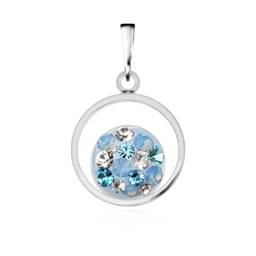 Сребърен комплект обеци и медальон с кристали от Sw® SKM115 Deep Blue