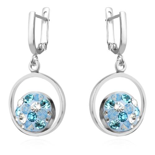 Сребърен комплект обеци и медальон с кристали от Sw® SKM115 Deep Blue