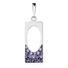 Сребърен комплект обеци и медальон с кристали от Sw® SKM146 Tanzanite and Violet