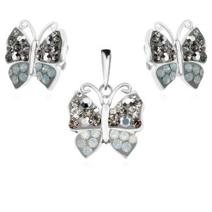 Сребърен комплект обеци и медальон с кристали от Sw® SKM158 Silver SHade