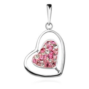 Сребърен медальон сърце с кристали от Sw® SM227 Rose Shade