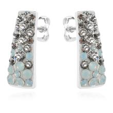 Сребърен комплект обеци, медальон с кристали от Sw® SKM372 Crystal and White Opal