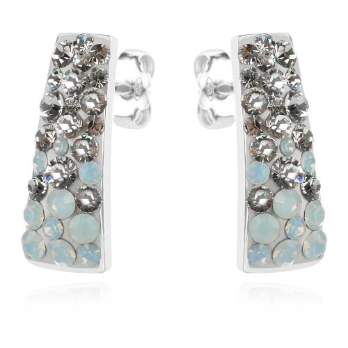 Сребърен комплект обеци, медальон с кристали от Sw® SKM372 Crystal and White Opal