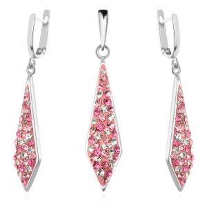 Сребърен комплект обеци и медальон с кристали от Sw® SKM104 Rose Shade