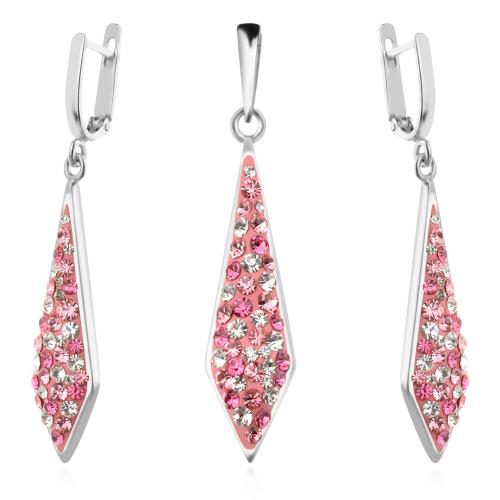 Сребърен комплект обеци и медальон с кристали от Sw® SKM104 Rose Shade