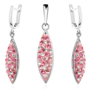 Сребърен комплект обеци и медальон с кристали от Sw® Rose Shade