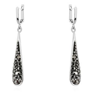 Сребърни обеци с кристали от Sw® SO119 Hematite