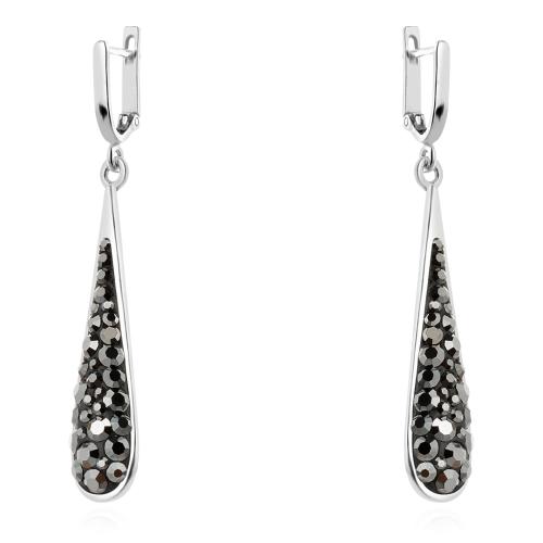 Сребърни обеци с кристали от Sw® SO119 Hematite