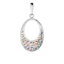 Сребърен комплект обеци и медальон с кристали от Sw® SKM122 AB crystal