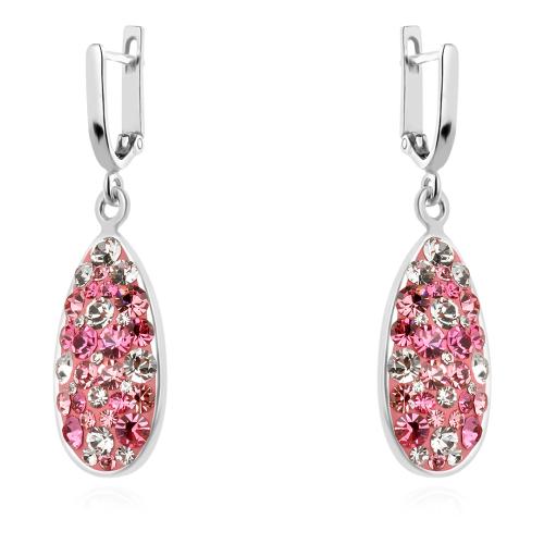 Сребърни обеци  с кристали От Sw® SO123 Rose Shade