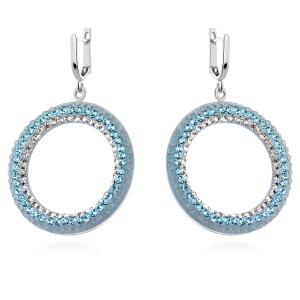 Сребърни обеци с кристали от Sw® SO127  Deep Blue