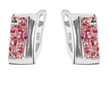 Сребърен комплект обеци и медальон с кристали от Sw® SKM141 Rose Shade