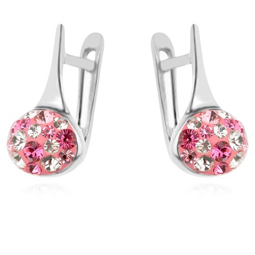 Сребърен комплект обеци и медальон с кристали от Sw® SKM142 Rose Shade