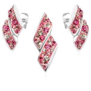 Сребърен комплект обеци и медальон с кристали от Sw® SKM143 Rose Shade