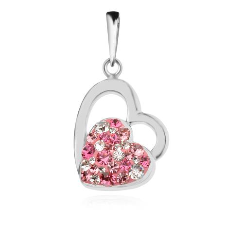 Сребърен комплект обеци и медальон с кристали от Sw® SKM145 Rose Shade