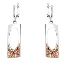 Сребърен комплект обеци и медальон с кристали от Sw® SKM146 Peach Gold