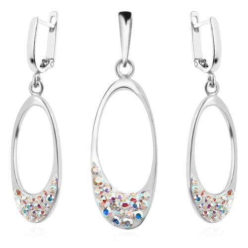 Сребърен комплект Guadalupe обеци и медальон с кристали от Sw® AB Crystal