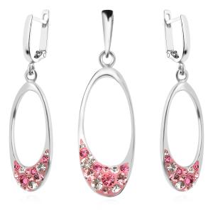 Сребърен комплект Guadalupe обеци и медальон с кристали от Sw® Rose Shade
