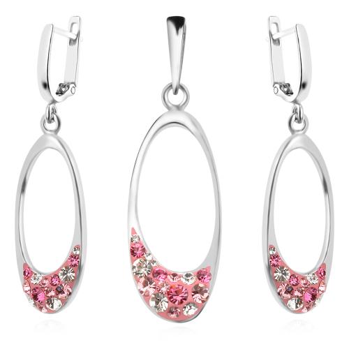 Сребърен комплект Guadalupe обеци и медальон с кристали от Sw® Rose Shade