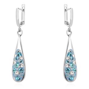 Сребърни обеци  с кристали От Sw® SO151 Deep Blue
