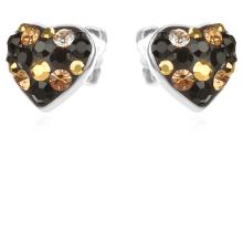 Сребърен комплект сърца обеци и медальон с кристали от Sw® SKM152 Black Gold
