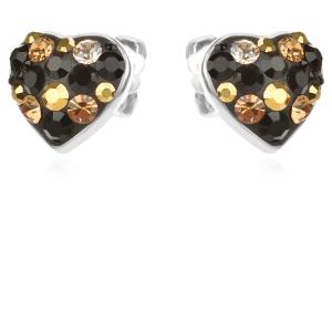 Сребърни обеци сърца с кристали от Sw® SO152 Black Gold