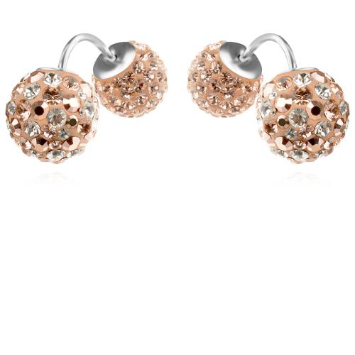 Сребърни обеци с кристали от Sw® SO329 Peach Gold