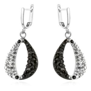 Сребърни обеци с кристали от Sw® SO333 Crystal and Jet