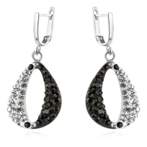 Сребърни обеци с кристали от Sw® SO333 Crystal and Jet