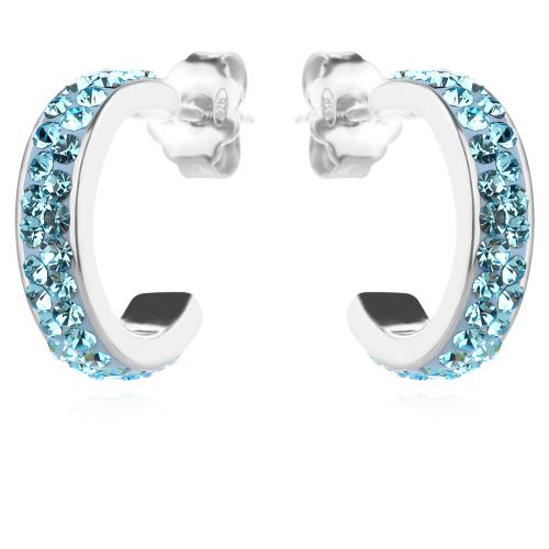 Сребърни обеци с кристали от Sw® SO347 Aquamarine