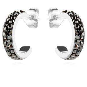Сребърни обеци с кристали от Sw® SO347 Hematite