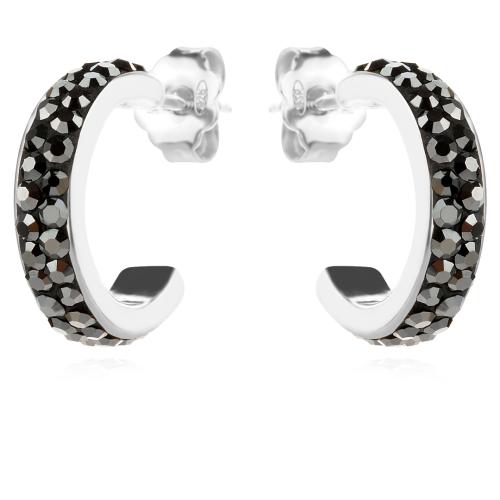 Сребърни обеци с кристали от Sw® SO347 Hematite