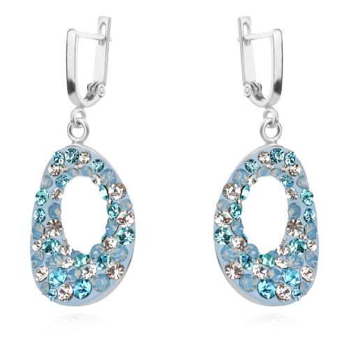 Сребърен комплект обеци и медальон с кристали от Sw® SKM107 Deep Blue