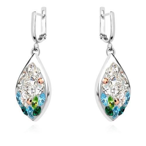 Сребърен комплект обеци и медальон с кристали от Sw® SKM148 Colorful Drops