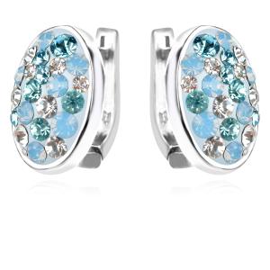 Сребърни обеци с кристали от Sw® SO346 Deep Blue