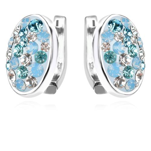 Сребърни обеци с кристали от Sw® SO346 Deep Blue
