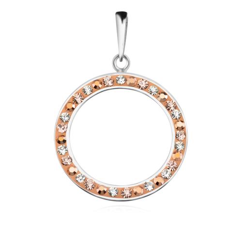 Сребърен комплект обеци и медальон с кристали от Sw® SKM128 Peach Gold