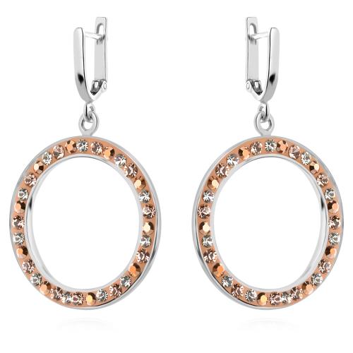 Сребърен комплект обеци и медальон с кристали от Sw® SKM128 Peach Gold