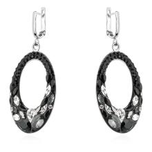 Сребърен комплект обеци и медальон с кристали от Sw® SKM129 Black Marquise