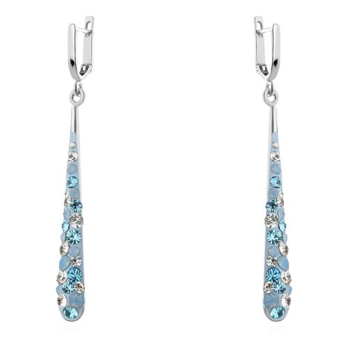 Сребърен комплект обеци и медальон с кристали от Sw® SKM138 Deep Blue