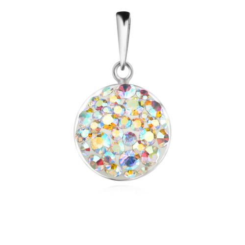 Сребърен Комплект Обеци И Медальон С Кристали От Sw® SKM121 AB Crystal 