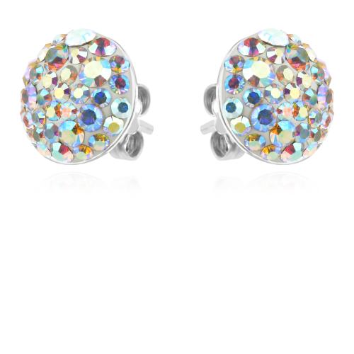 Сребърен Комплект Обеци И Медальон С Кристали От Sw® SKM121 AB Crystal 