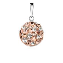 Сребърен Комплект Обеци И Медальон С Кристали От Sw® SKM121 Peach Gold