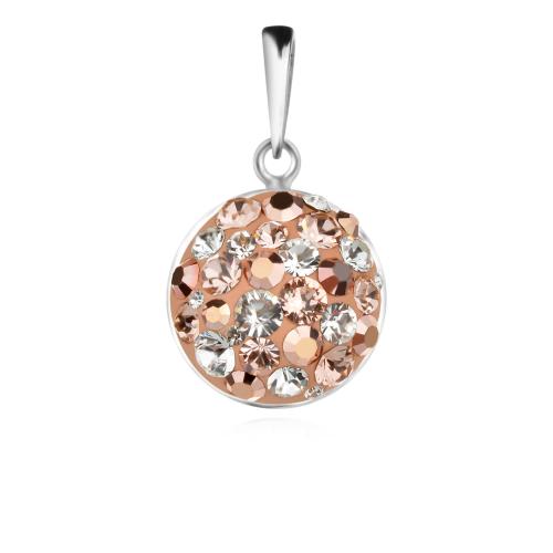 Сребърен Комплект Обеци И Медальон С Кристали От Sw® SKM121 Peach Gold