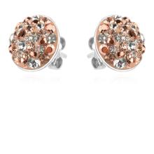 Сребърен Комплект Обеци И Медальон С Кристали От Sw® SKM121 Peach Gold