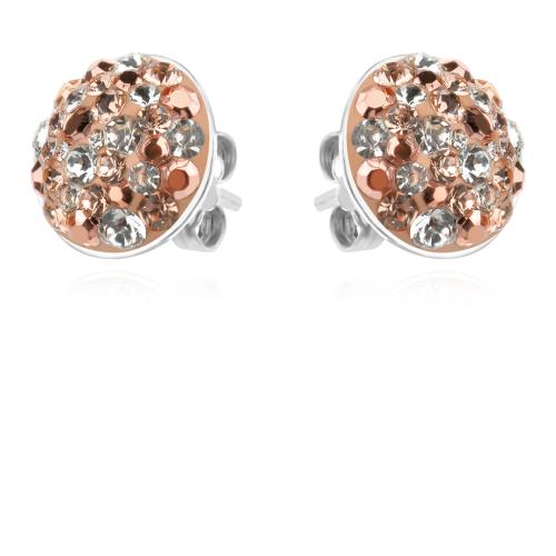 Сребърен Комплект Обеци И Медальон С Кристали От Sw® SKM121 Peach Gold