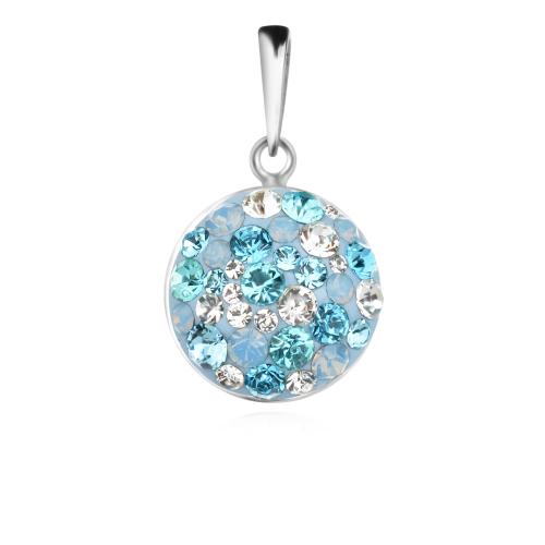 Сребърен Комплект Обеци И Медальон С Кристали От Sw® SKM121 Deep Blue