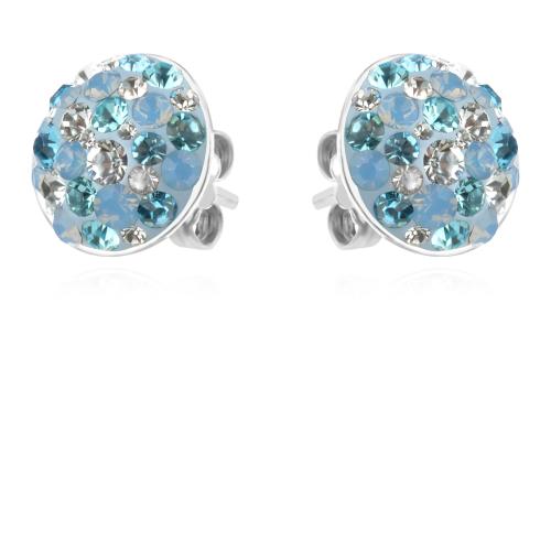 Сребърен Комплект Обеци И Медальон С Кристали От Sw® SKM121 Deep Blue