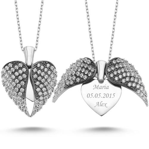 Сребърно колие "Ангелски криле" с възможност за гравиране