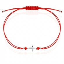 Гривна с червен конец и сребърен елемент кръст